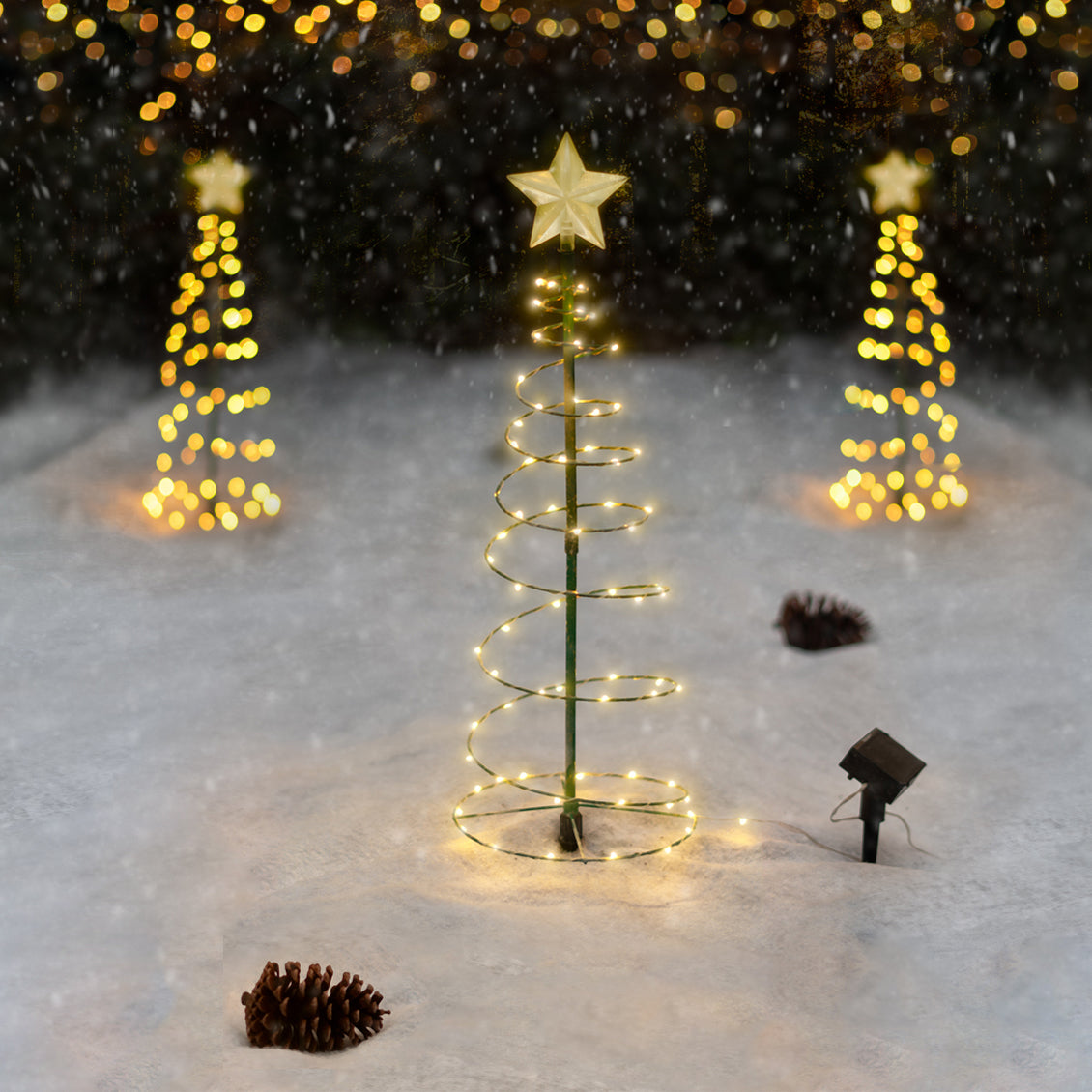 MERRYLITE - 2 ft Tall Solar LED Metal Christmas Tree - Multicolor or Warm White