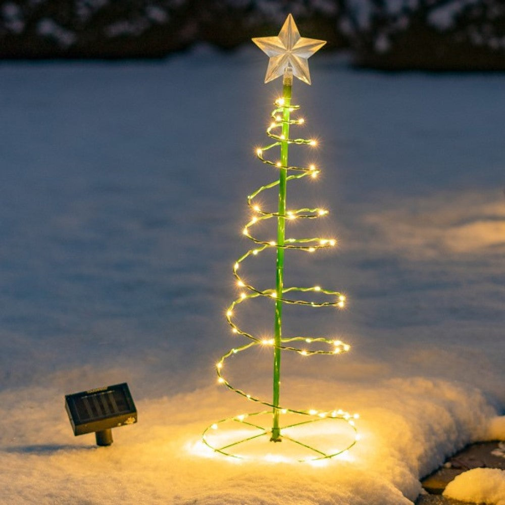 MERRYLITE - 2 ft Tall Solar LED Metal Christmas Tree - Multicolor or Warm White
