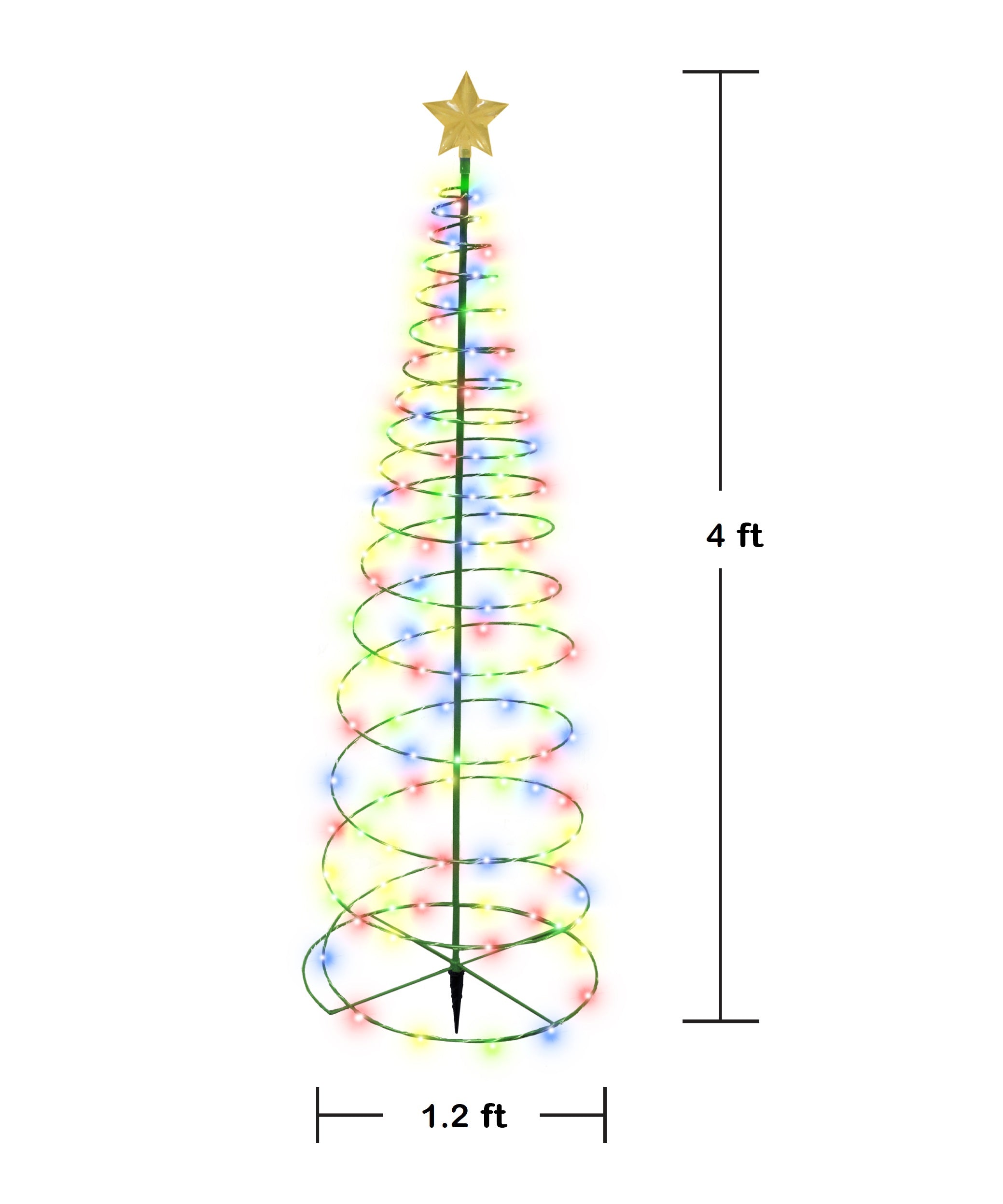 MERRYLITE - 4ft Tall Solar LED Metal Christmas Tree - Multicolor or Warm White