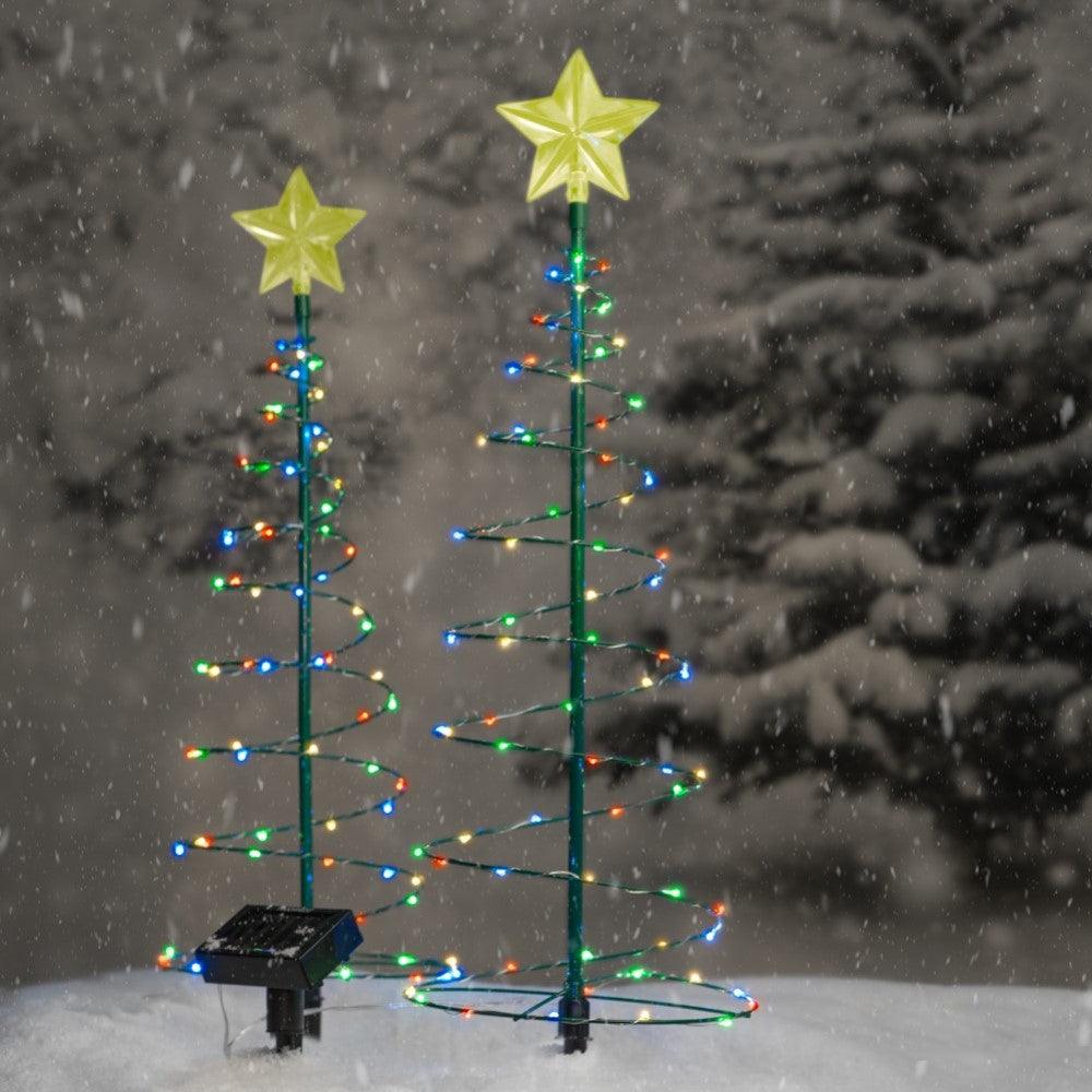 MERRYLITE - 2 ft Tall Solar LED Metal Christmas Tree - Multicolor or Warm White