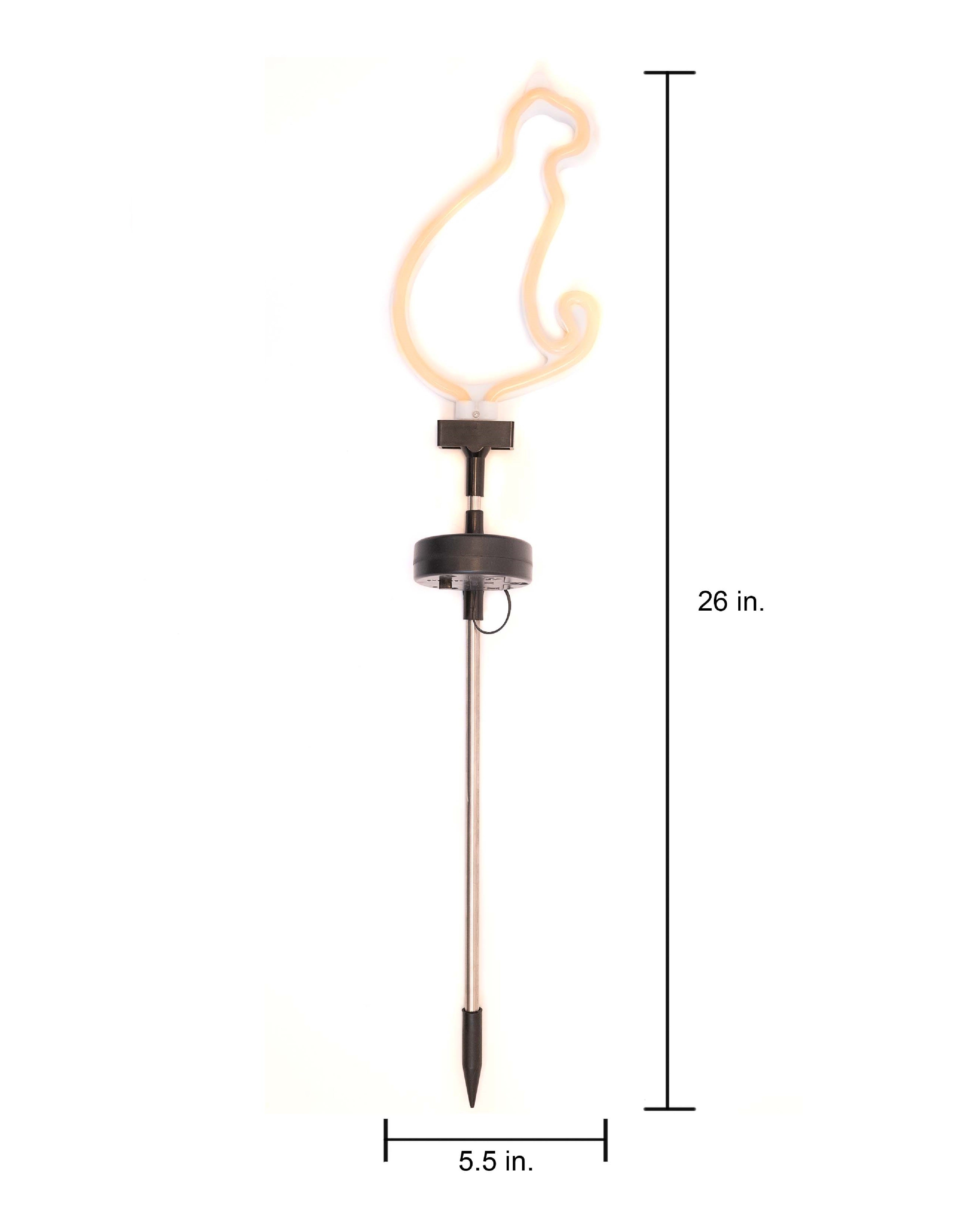 Solar LED Neon Cat Outdoor Garden Décor Stake Light - (1Pack or 2 Pack)