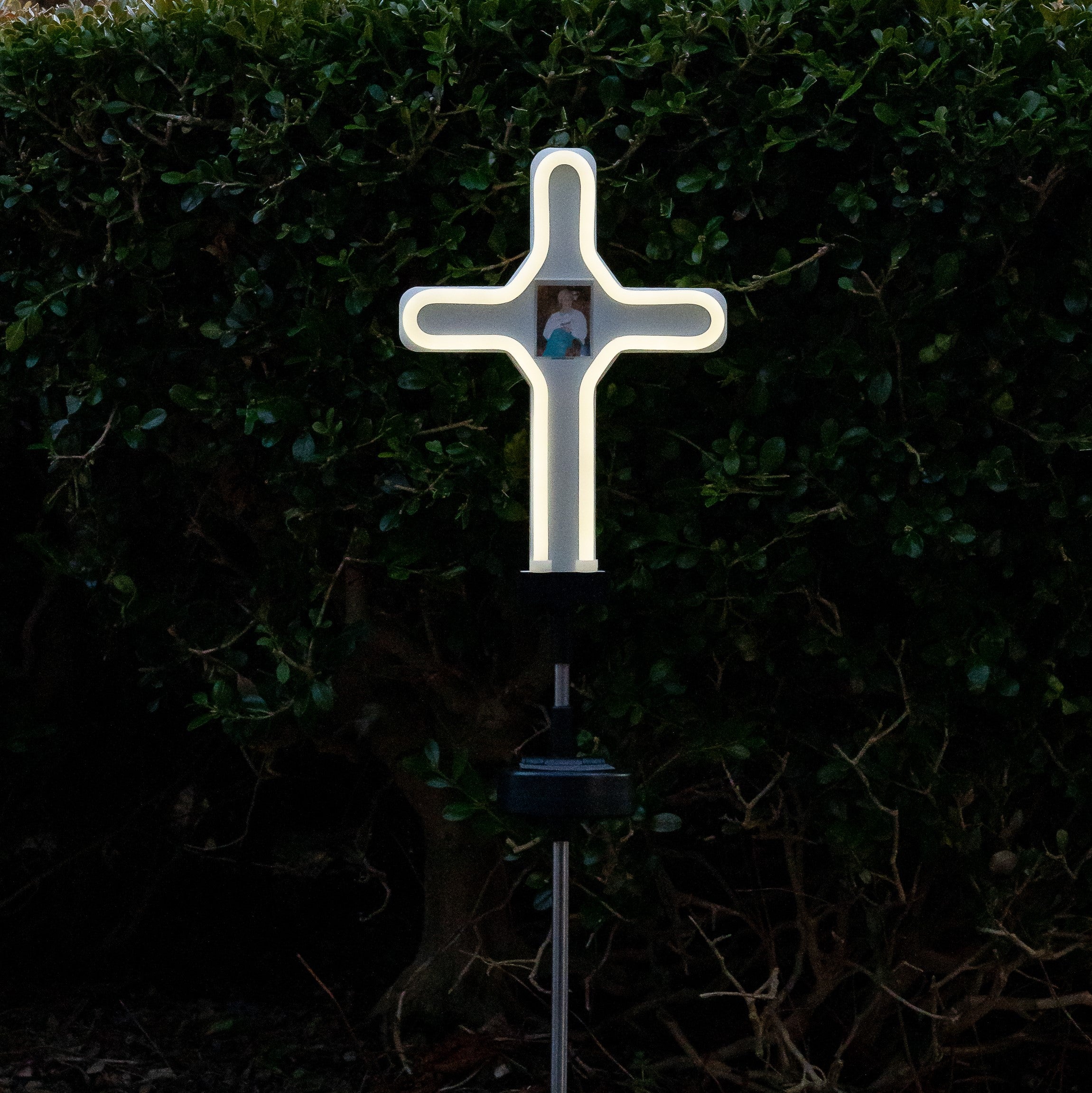 Solar LED Neon Cross Outdoor Garden Décor Stake Light - (1Pack or 2 Pack)