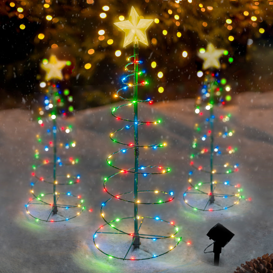 MERRYLITE - 2 ft Tall Solar LED Metal Christmas Tree - Multicolor or Warm White