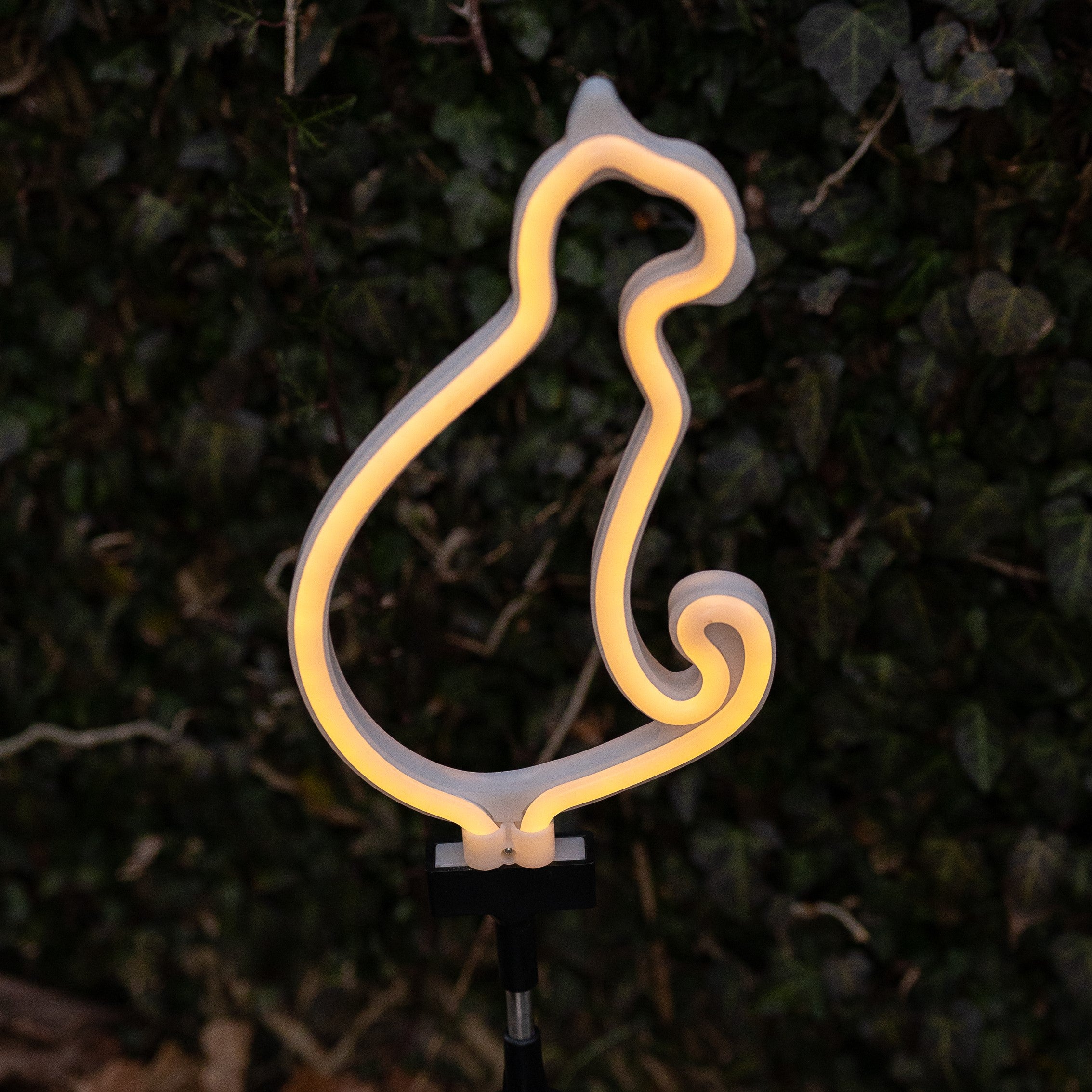 Solar LED Neon Cat Outdoor Garden Décor Stake Light - (1Pack or 2 Pack)