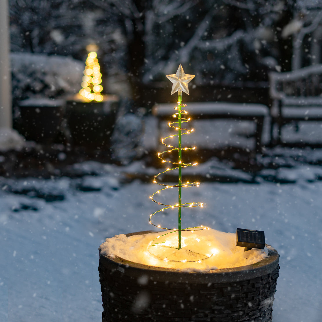 MERRYLITE - 2 ft Tall Solar LED Metal Christmas Tree - Multicolor or Warm White