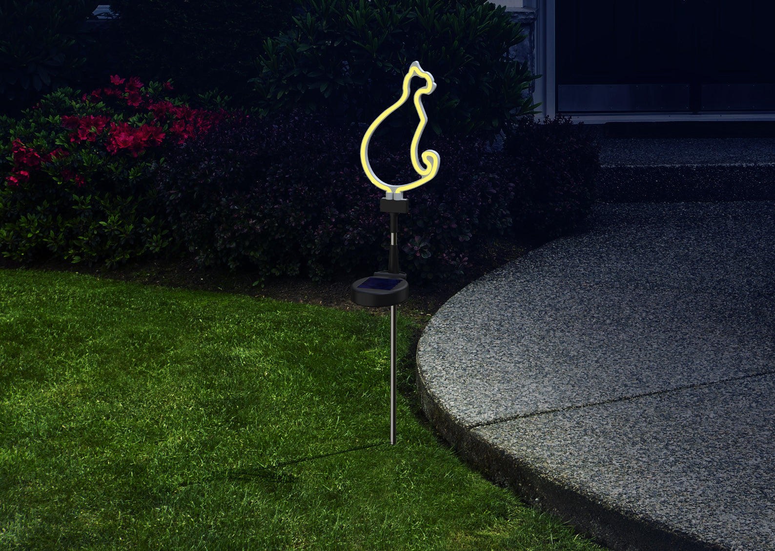 Solar LED Neon Cat Outdoor Garden Décor Stake Light - (1Pack or 2 Pack)