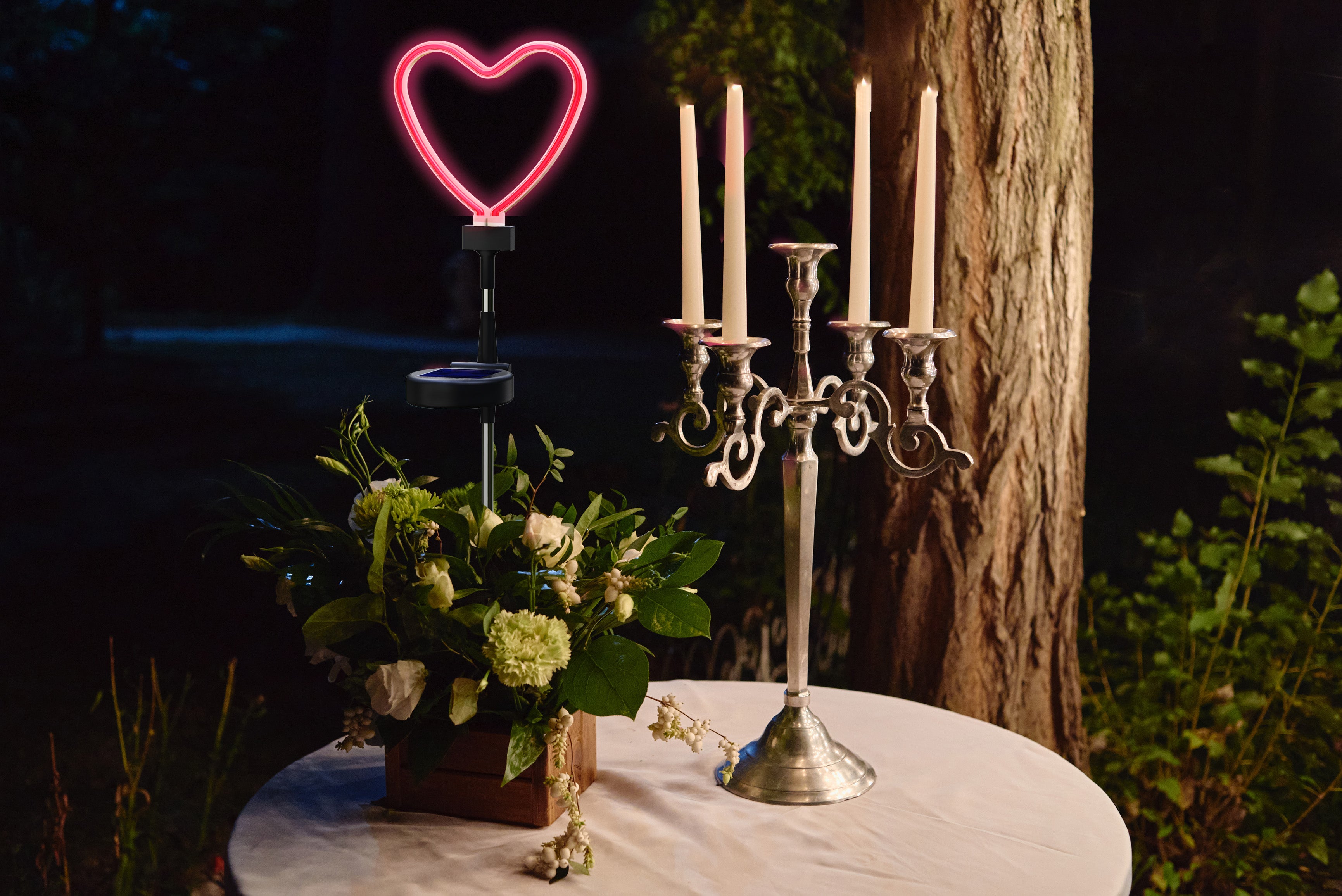 Solar LED Neon Heart Outdoor Garden Décor Stake Light - (1Pack or 2 Pack)