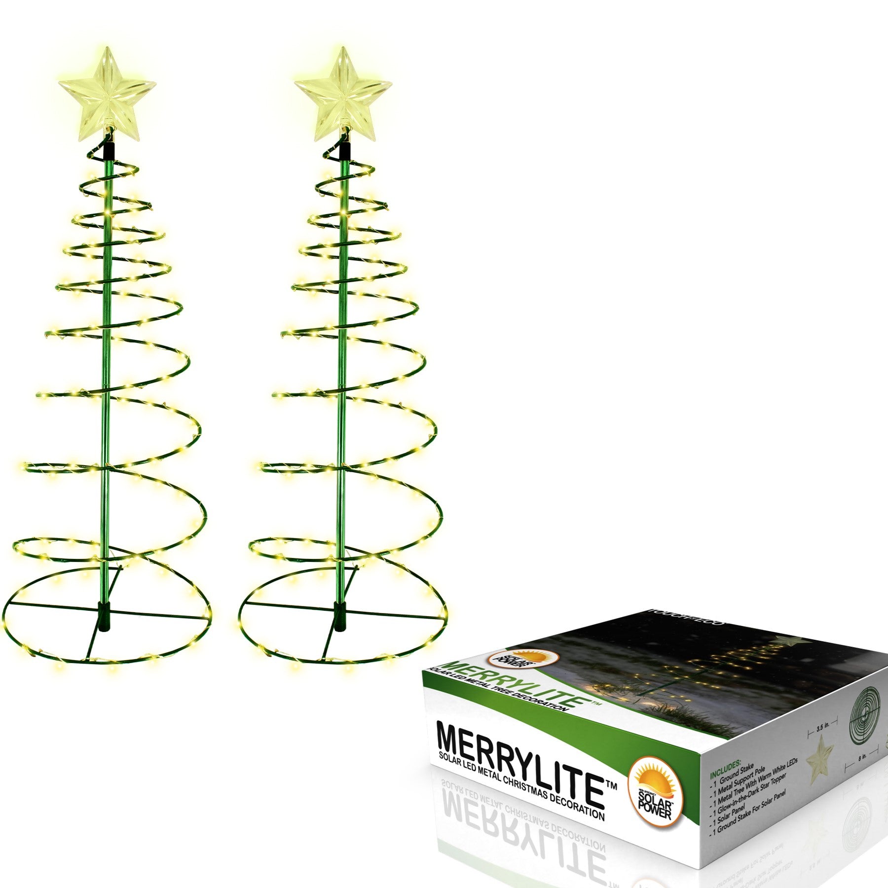 MERRYLITE - 2 ft Tall Solar LED Metal Christmas Tree - Multicolor or Warm White