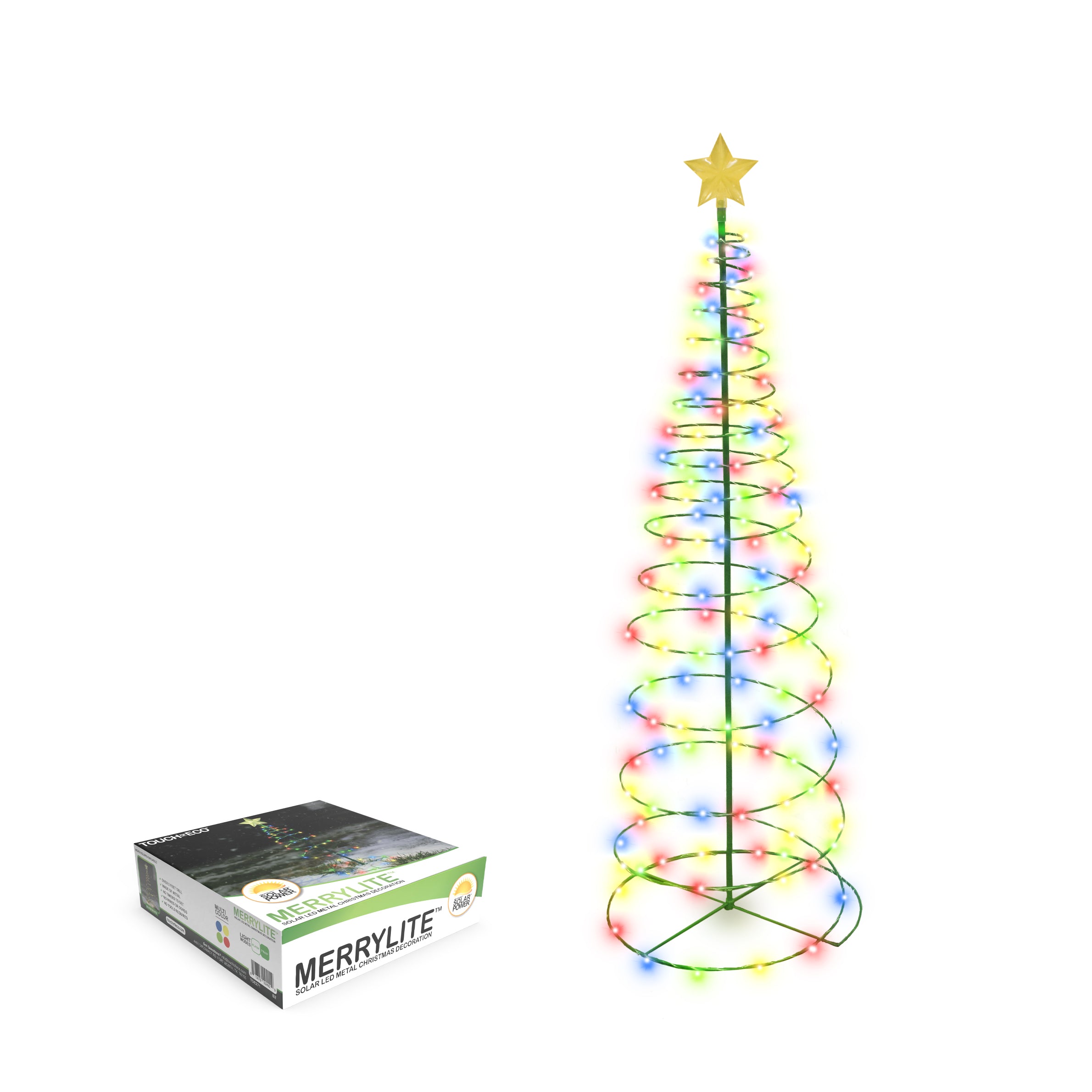 MERRYLITE - 4ft Tall Solar LED Metal Christmas Tree - Multicolor or Warm White