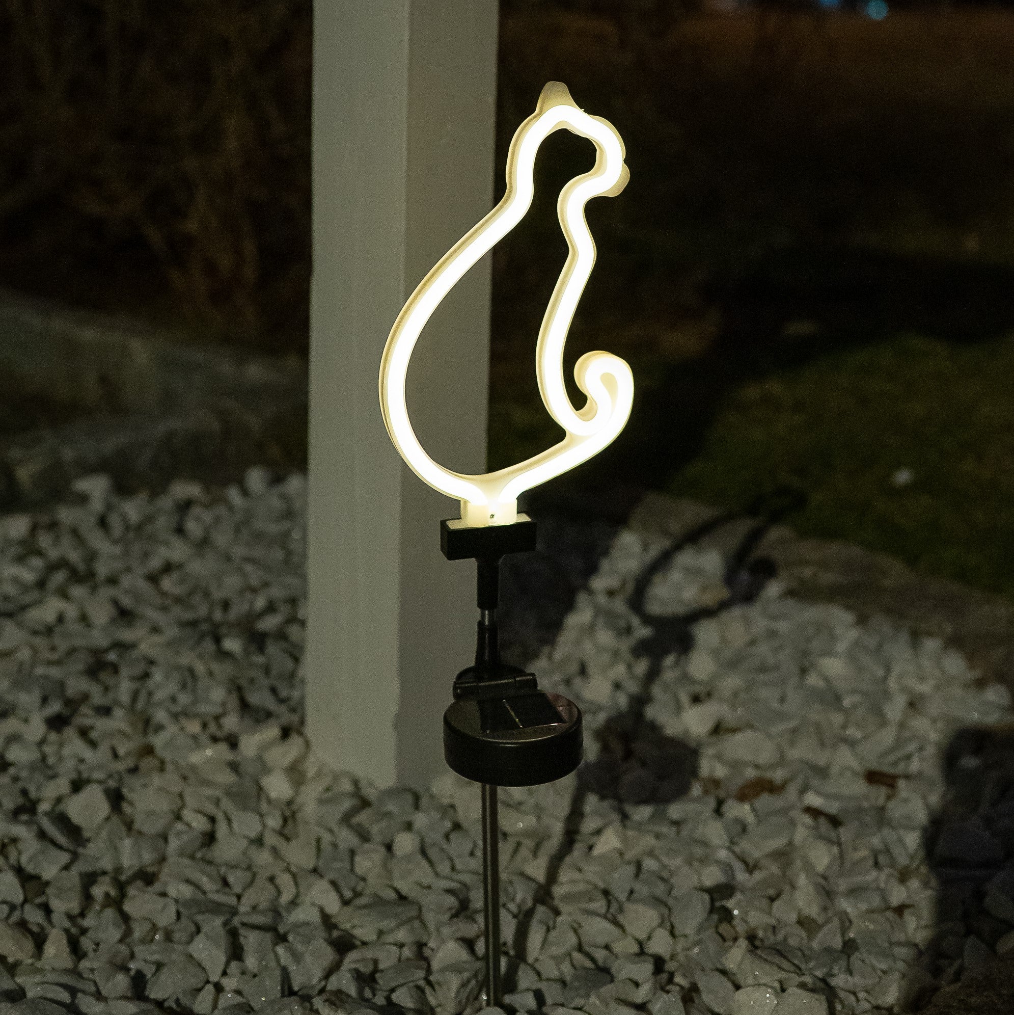 Solar LED Neon Cat Outdoor Garden Décor Stake Light - (1Pack or 2 Pack)