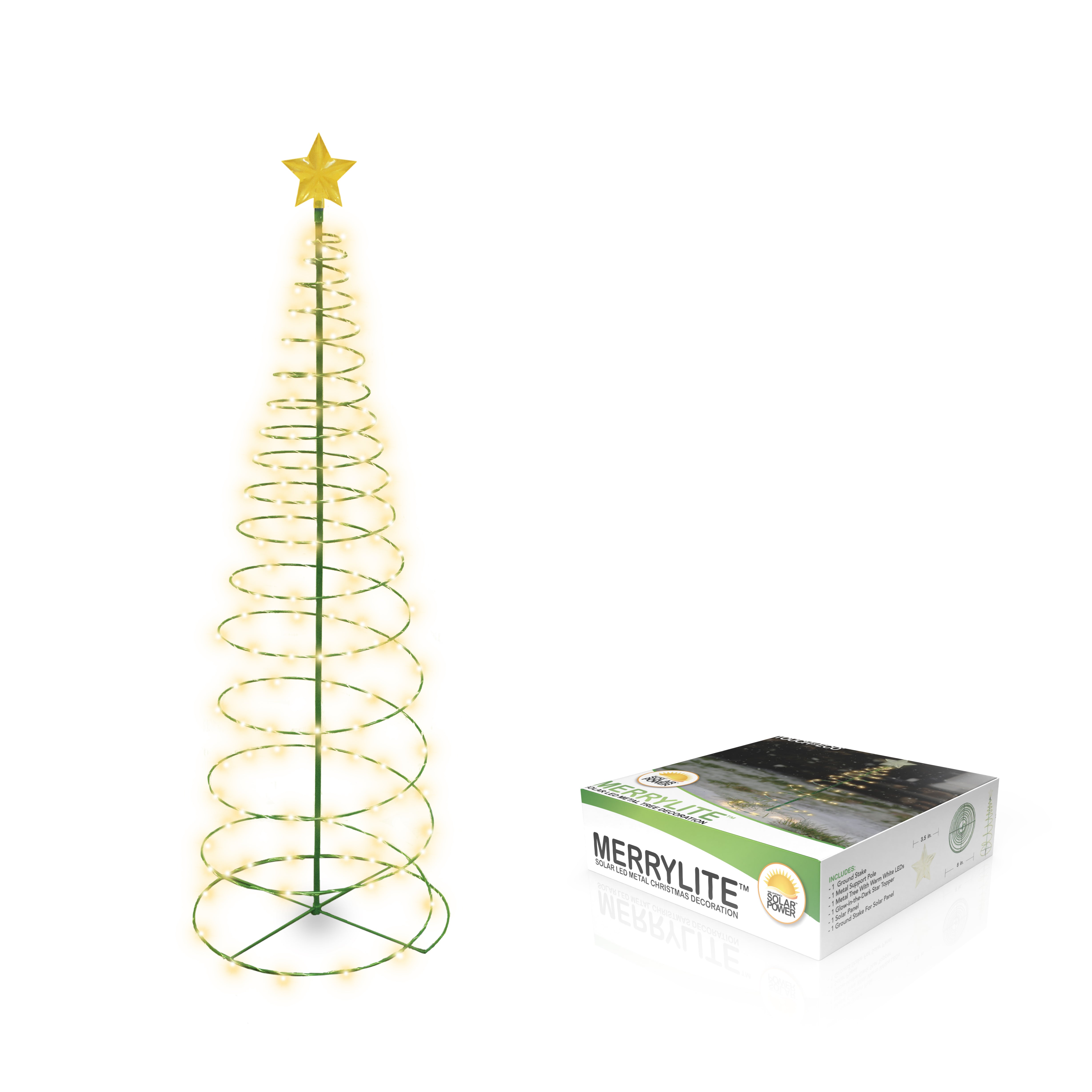 MERRYLITE - 4ft Tall Solar LED Metal Christmas Tree - Multicolor or Warm White