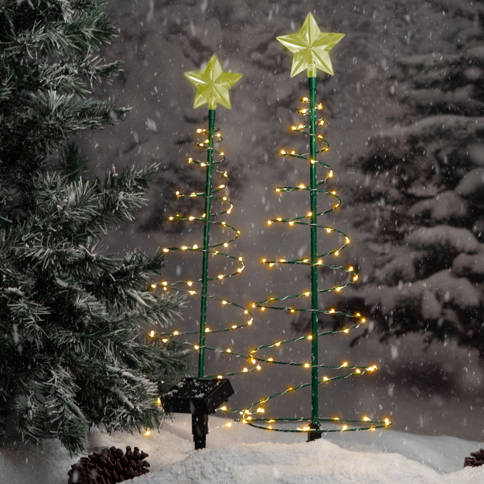 MERRYLITE - 2 ft Tall Solar LED Metal Christmas Tree - Multicolor or Warm White