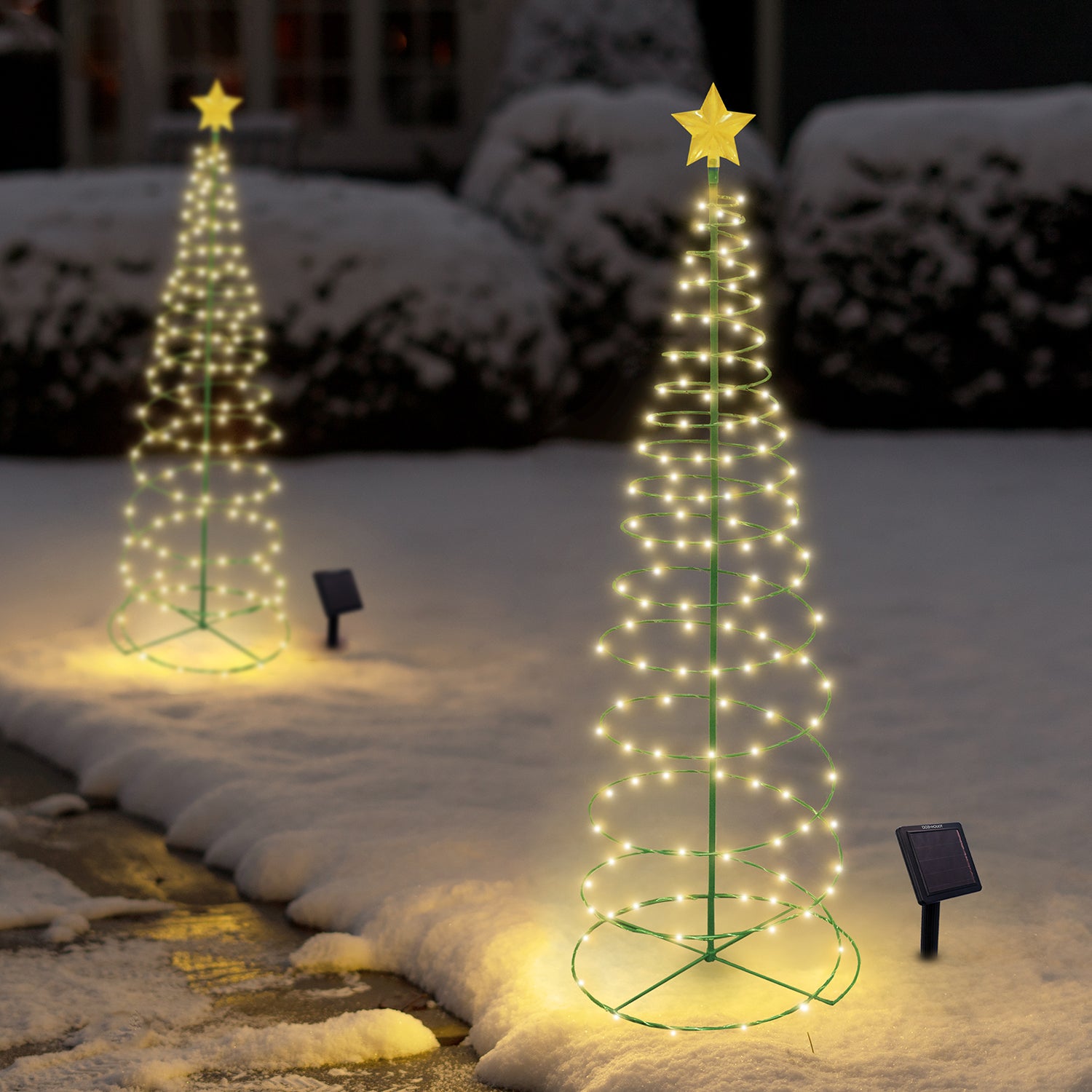 MERRYLITE - 4ft Tall Solar LED Metal Christmas Tree - Multicolor or Warm White