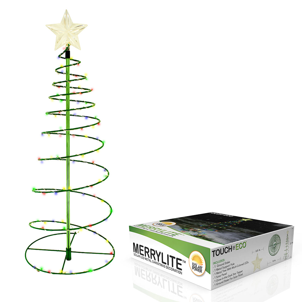 MERRYLITE - 2 ft Tall Solar LED Metal Christmas Tree - Multicolor or Warm White