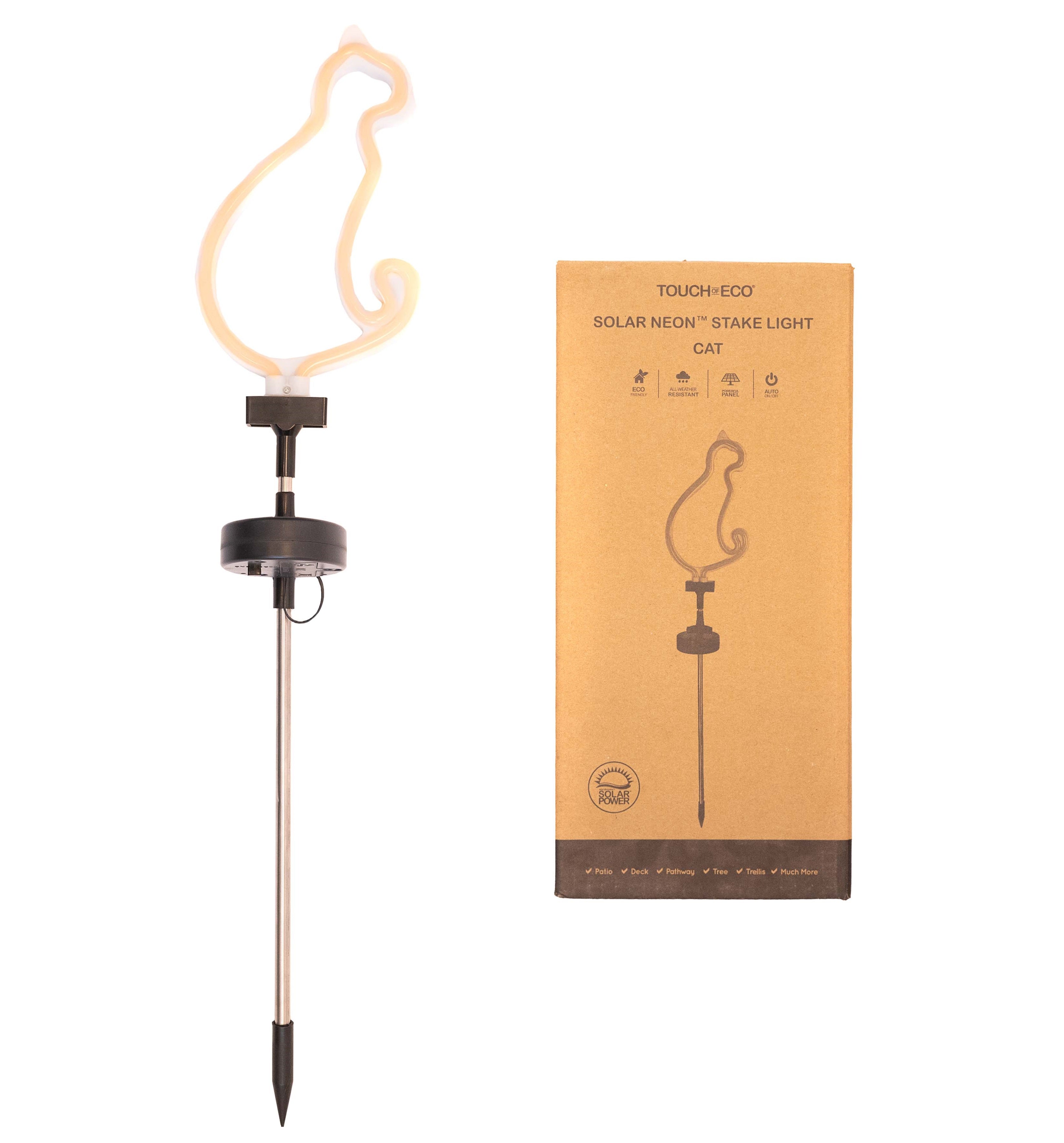 Solar LED Neon Cat Outdoor Garden Décor Stake Light - (1Pack or 2 Pack)