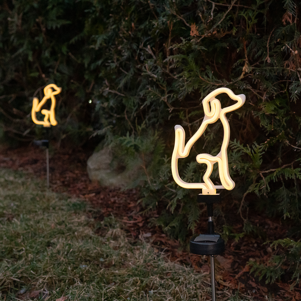 Solar LED Neon Dog Outdoor Garden Décor Stake Light - (1Pack or 2 Pack)