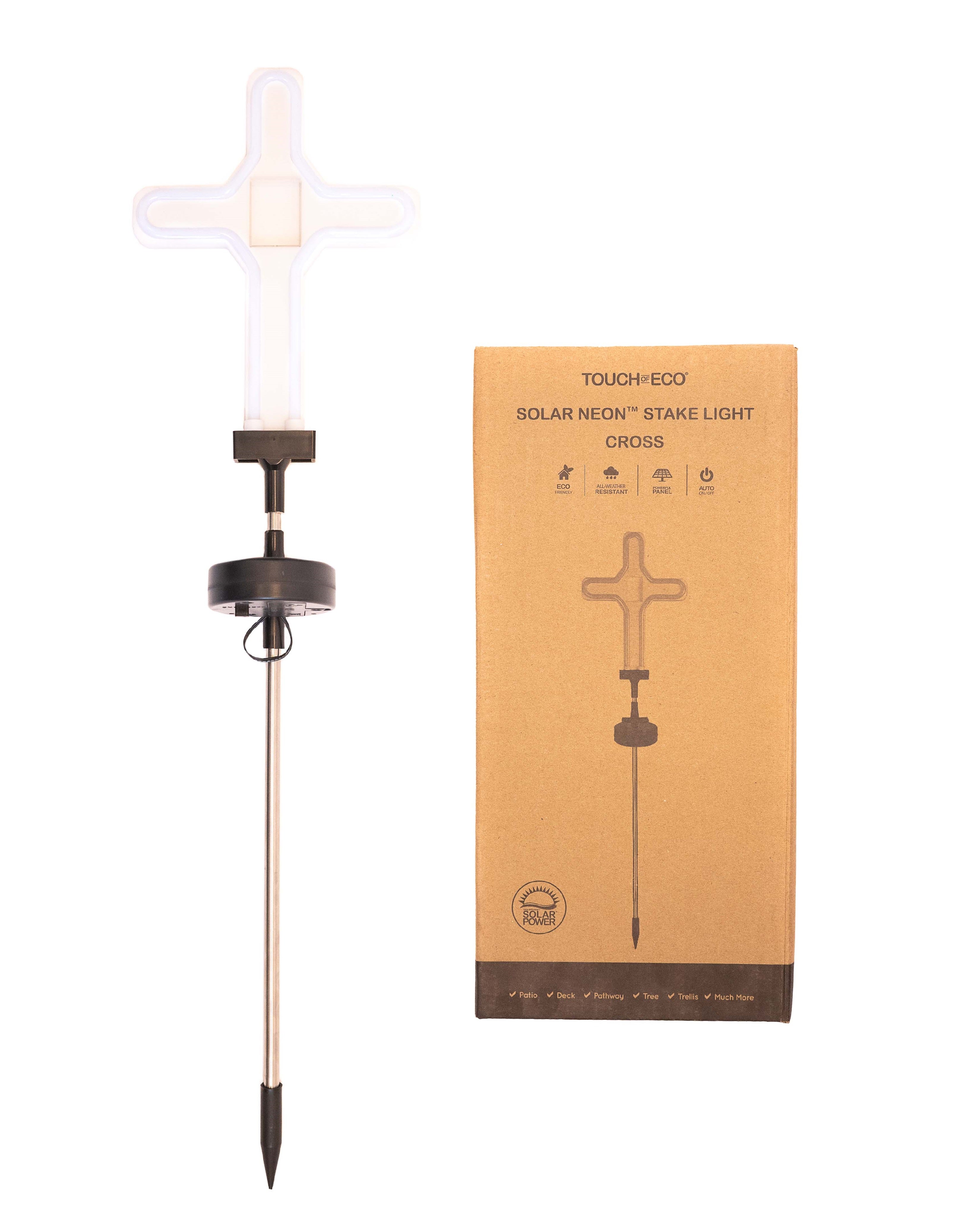 Solar LED Neon Cross Outdoor Garden Décor Stake Light - (1Pack or 2 Pack)