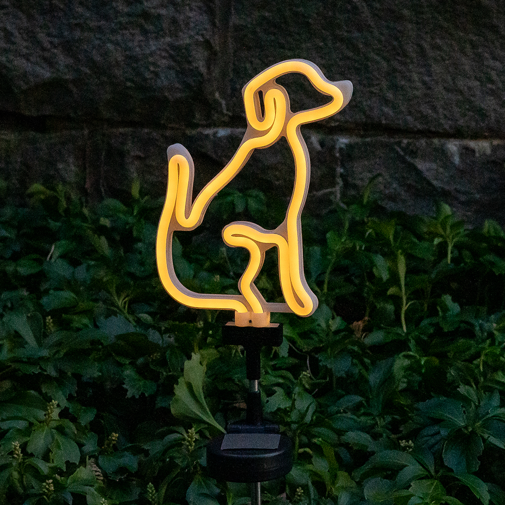 Solar LED Neon Dog Outdoor Garden Décor Stake Light - (1Pack or 2 Pack)