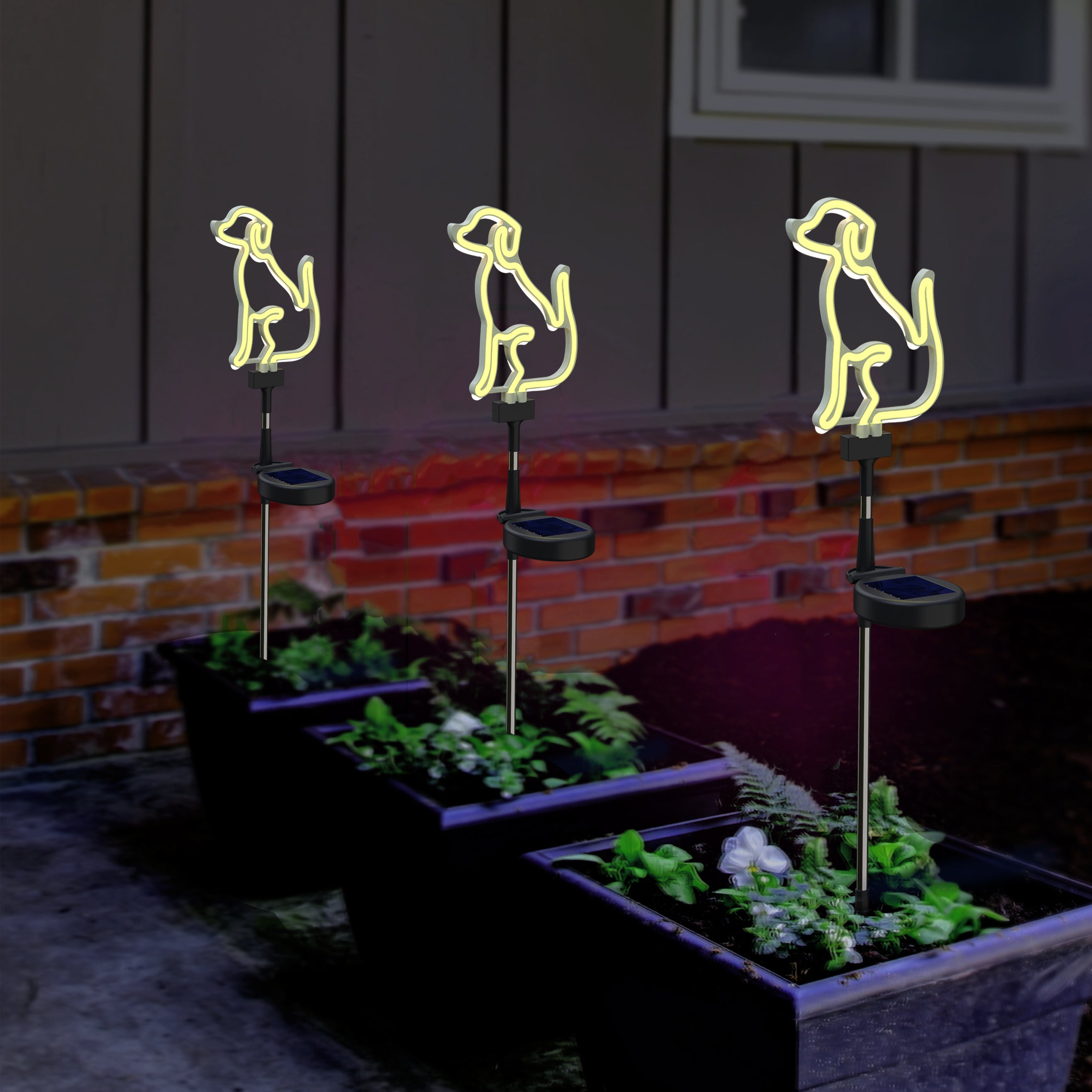 Solar LED Neon Dog Outdoor Garden Décor Stake Light - (1Pack or 2 Pack)
