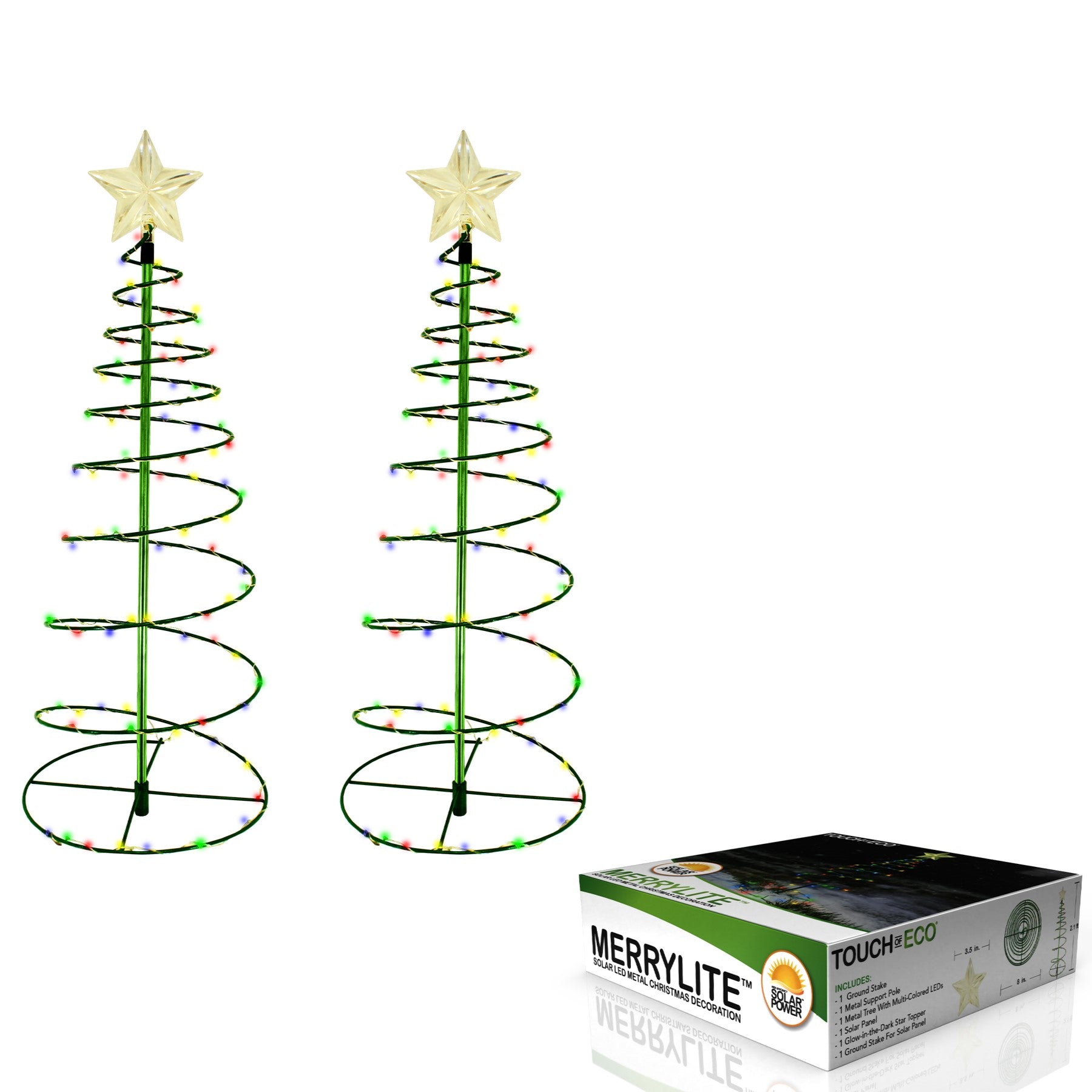 MERRYLITE - 2 ft Tall Solar LED Metal Christmas Tree - Multicolor or Warm White