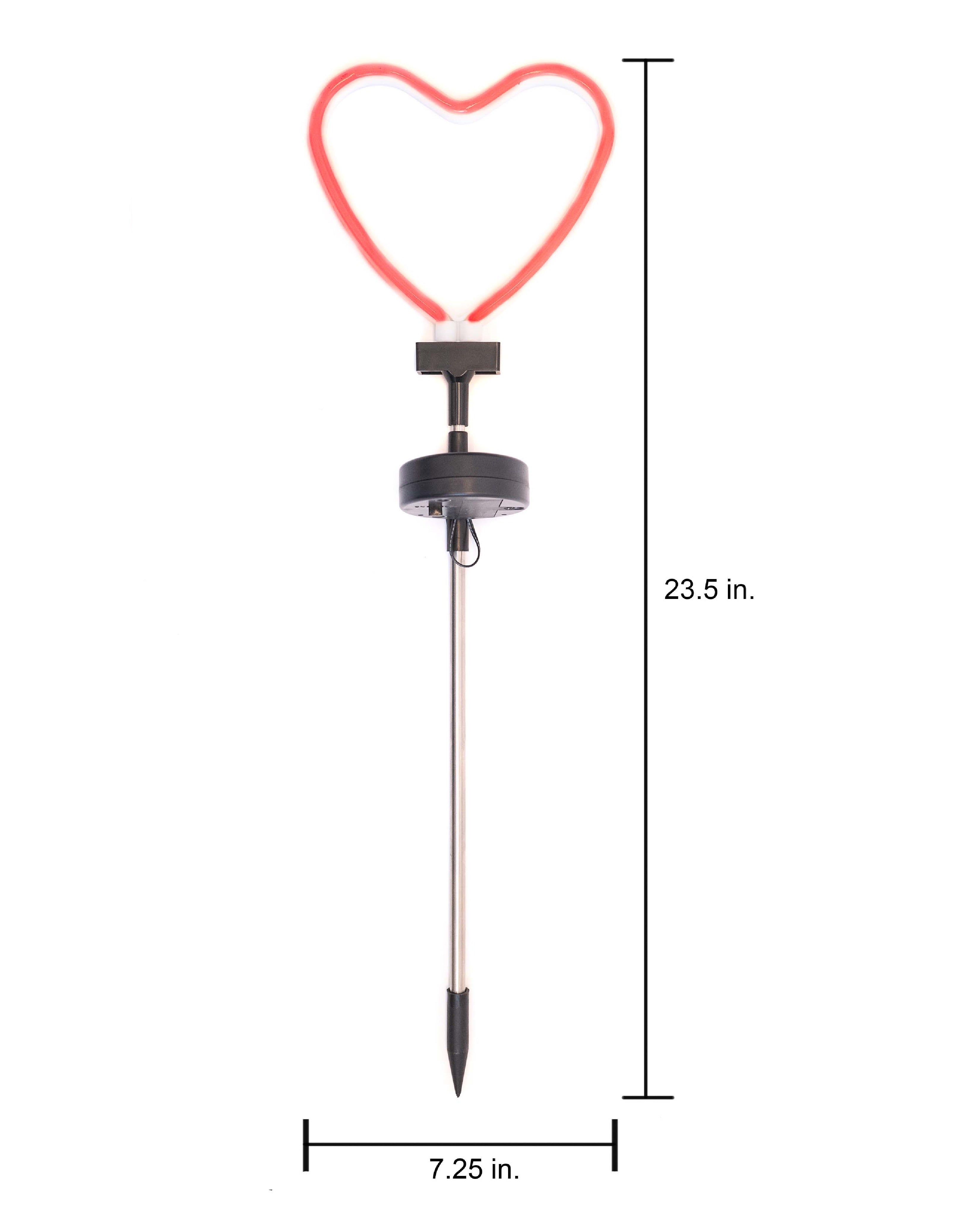 Solar LED Neon Heart Outdoor Garden Décor Stake Light - (1Pack or 2 Pack)