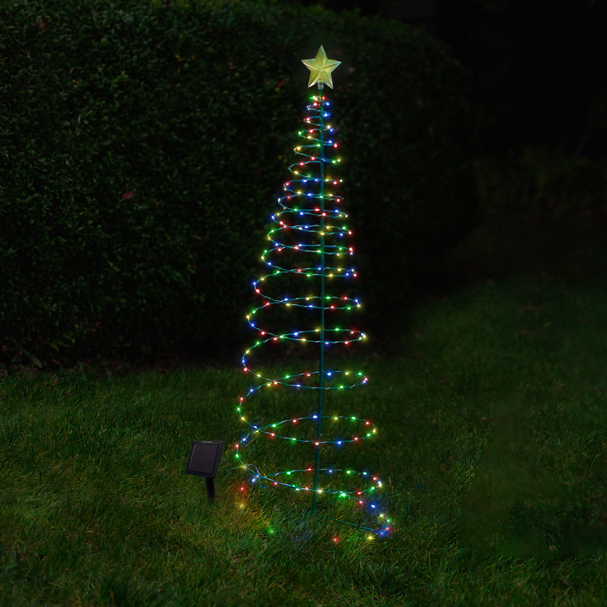 MERRYLITE - 4ft Tall Solar LED Metal Christmas Tree - Multicolor or Warm White